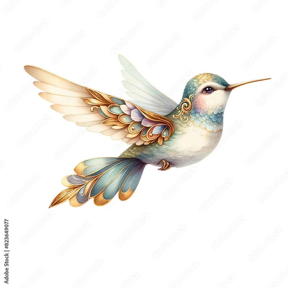 Obraz premium Elegant Hummingbird Illustrations with Ornate Details 