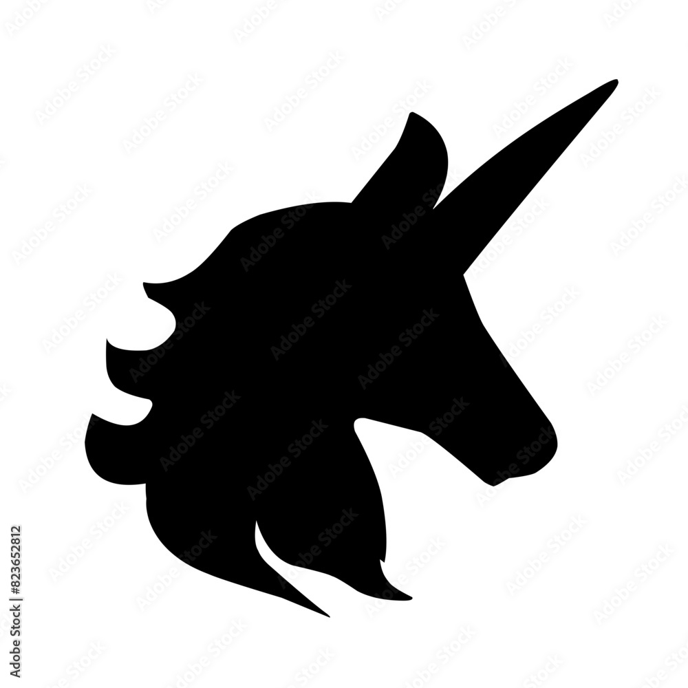 Unicorn head silhouette set. Hand drawn Vector illustration Unicorn head silhouette set. Hand drawn Vector illustration