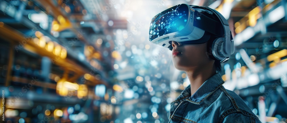 Digital simulation for engineering education copy space, virtual reality, surreal, overlay, tech workshop Digital simulation for engineering education copy space, virtual reality, surreal, overlay, tech workshop