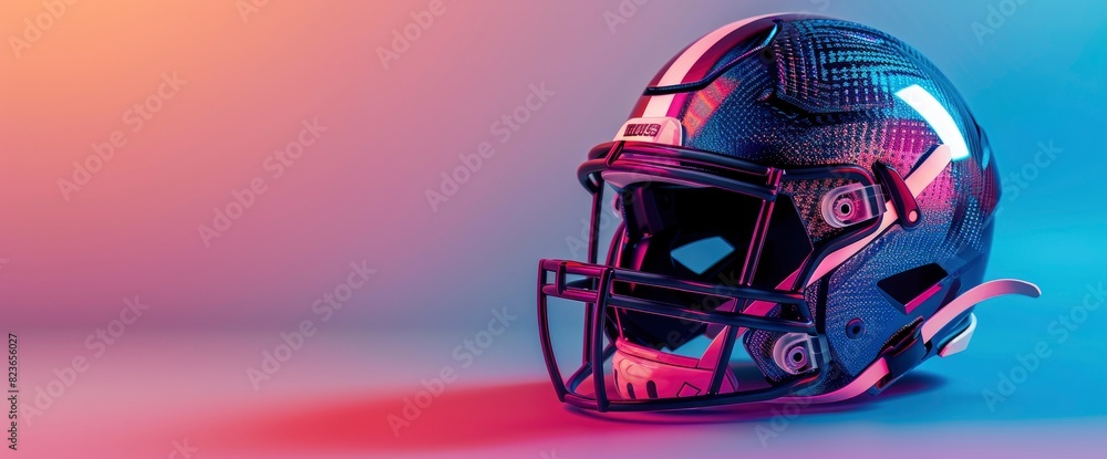 Football Helmet With Digital Patterns And Colors With Copy Space, Football Background Football Helmet With Digital Patterns And Colors With Copy Space, Football Background