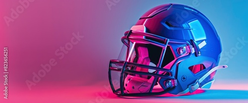 Football Helmet With Holographic Effects With Copy Space, Football Background © AIDreams