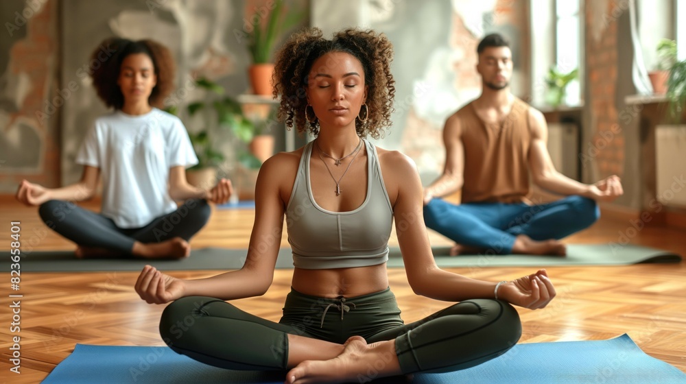 people sititng on yoga mats in yoga poses early in the morning indoors with eyes closed --chaos 30 --ar 16:9 Job ID: c1cfe8b2-faf5-447f-9bc8-04195040e929 people sititng on yoga mats in yoga poses early in the morning indoors with eyes closed --chaos 30 --ar 16:9 Job ID: c1cfe8b2-faf5-447f-9bc8-04195040e929