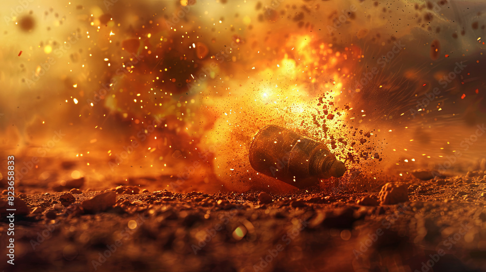 Surreal scene: fire erupts in forest, water, and on the ground Surreal scene: fire erupts in forest, water, and on the ground