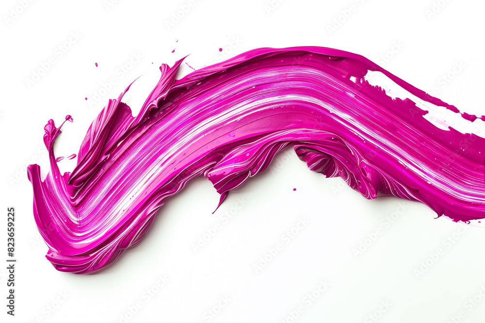 A vibrant, streaking stroke of magenta acrylic paint, bold and flamboyant, on a solid white background, like a streak of lightning. A vibrant, streaking stroke of magenta acrylic paint, bold and flamboyant, on a solid white background, like a streak of lightning.