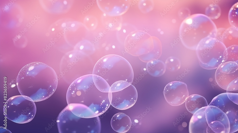Floating Translucent Bubbles in a Dreamy Pastel Background