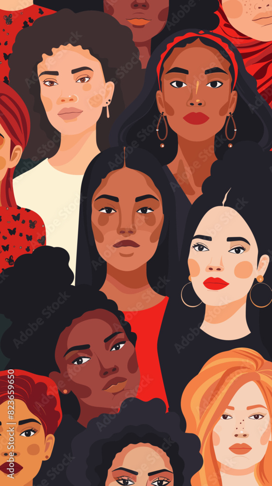 Diverse Women Stand United, Empowering Sisterhood and Equality