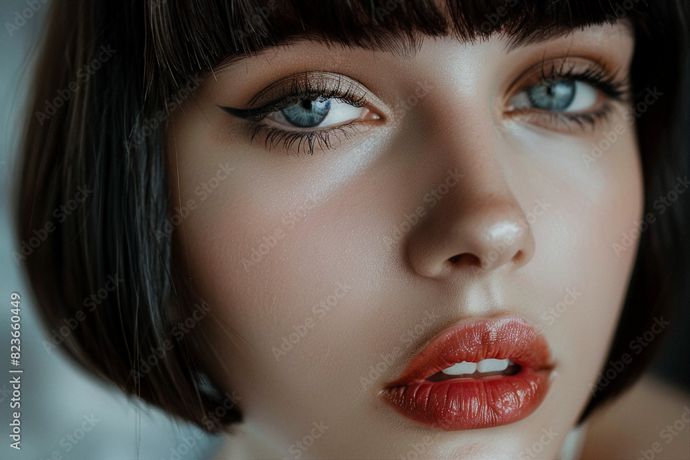 Portrait of beautiful young femme fatale woman in cinematic film noir style generative AI Portrait of beautiful young femme fatale woman in cinematic film noir style generative AI
