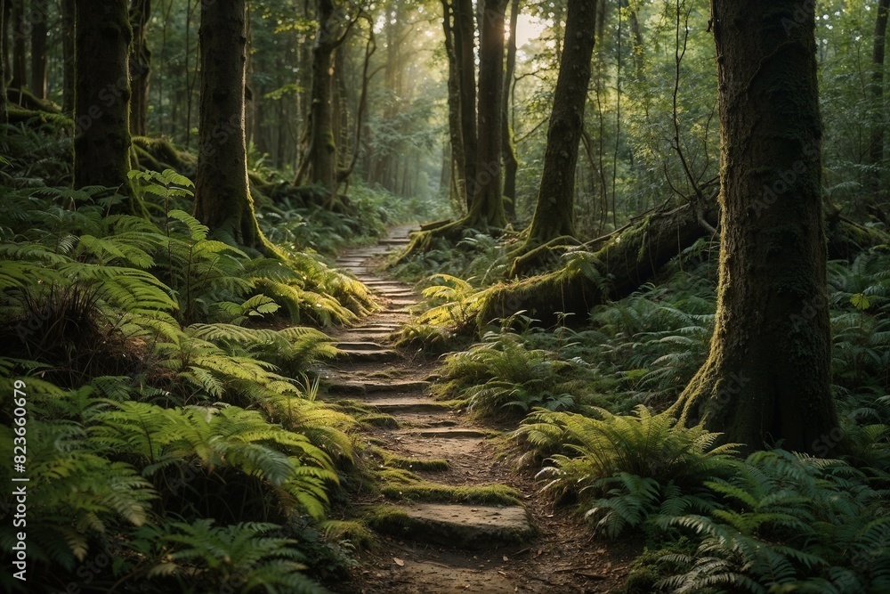 Obraz premium footpath in the forest