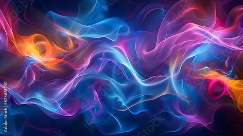 blue abstract wave design element. Transparent smoke wave