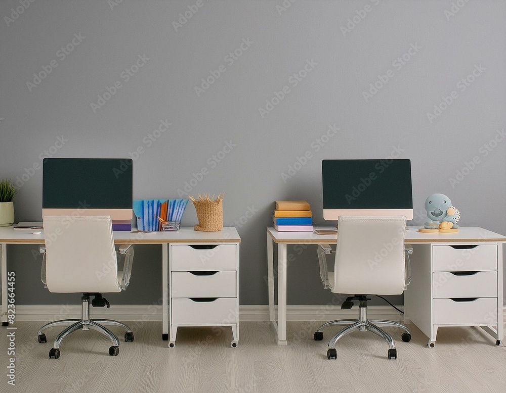 Fototapeta premium Office Desk and Chairs