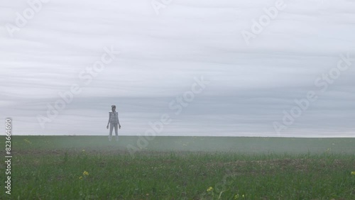 A young and beautiful girl does exercises in nature, yoga, breathing exercises and the like