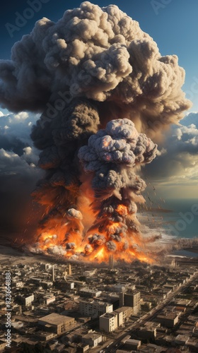 War's Fury: A Massive Mushroom Cloud Engulfs the Desolate City