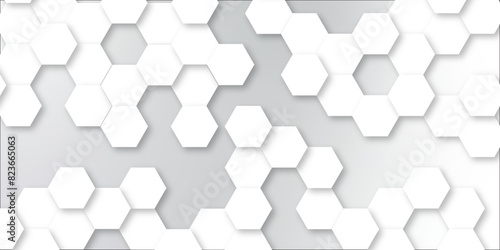 Abstract hexagon background. Futuristic abstract honeycomb mosaic white and gtechnology background. Surface polygon pattern with glowing hexagon paper texture and futuristic business. graphic concept.