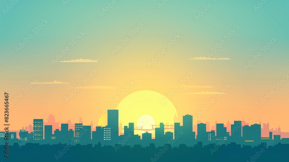 Minimalist urban skyline vector cityscape with clean lines and sleek aesthetic in bright light Minimalist urban skyline vector cityscape with clean lines and sleek aesthetic in bright light