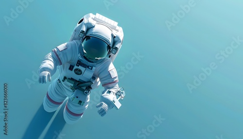 A 3D cartoon astronaut floating near a satellite