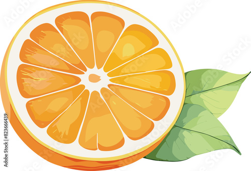 Half fresh orange cartoon illustration svg, design element for logo, infographic, juicy fruit, juice, essential ingredients, healthy food recipes, vitamin  C, summer decoration, vegetarian, sour taste