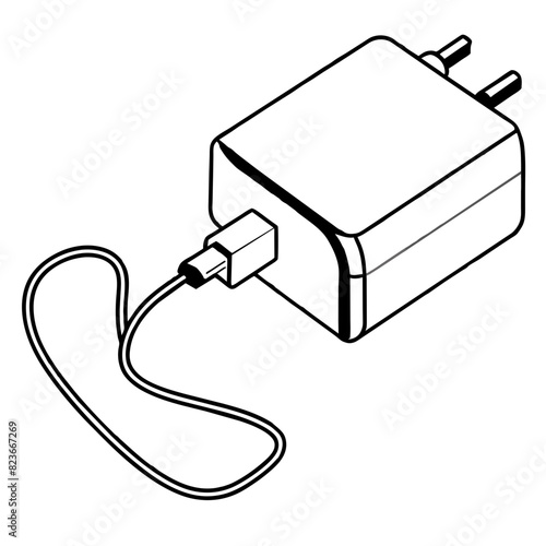 electric plug isolated on white charger vector illustration icon