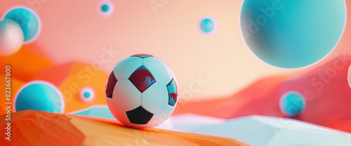 Surreal Football Game With Floating  Dynamic Shapes With Copy Space  Football Background