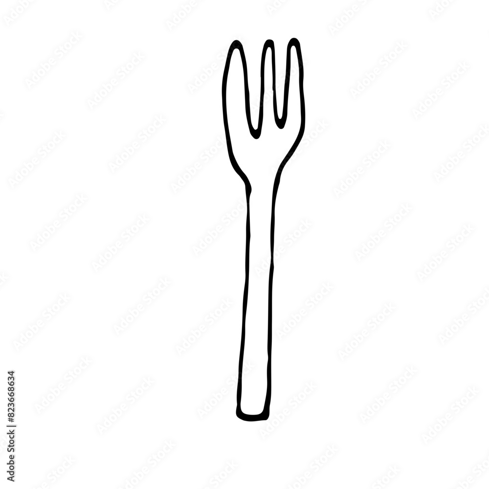 Fork Line Art Hand Drawn Fork Line Art Hand Drawn