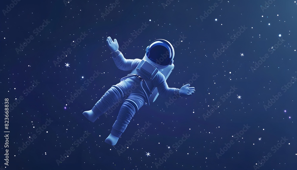 A 3D cartoon astronaut floating with arms outstretched A 3D cartoon astronaut floating with arms outstretched
