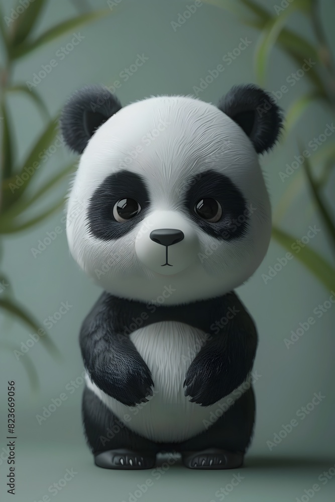 Endearing Panda Bear in Minimalistic 3D with Simple Gradient Background Endearing Panda Bear in Minimalistic 3D with Simple Gradient Background