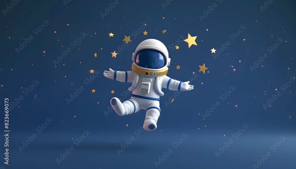 A 3D cartoon astronaut high-fiving a little alien, standing on a small planet A 3D cartoon astronaut high-fiving a little alien, standing on a small planet
