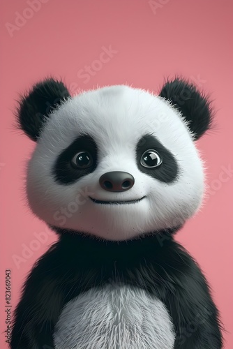 Endearing Panda Bear in Minimalist 3D with Gradient Backdrop