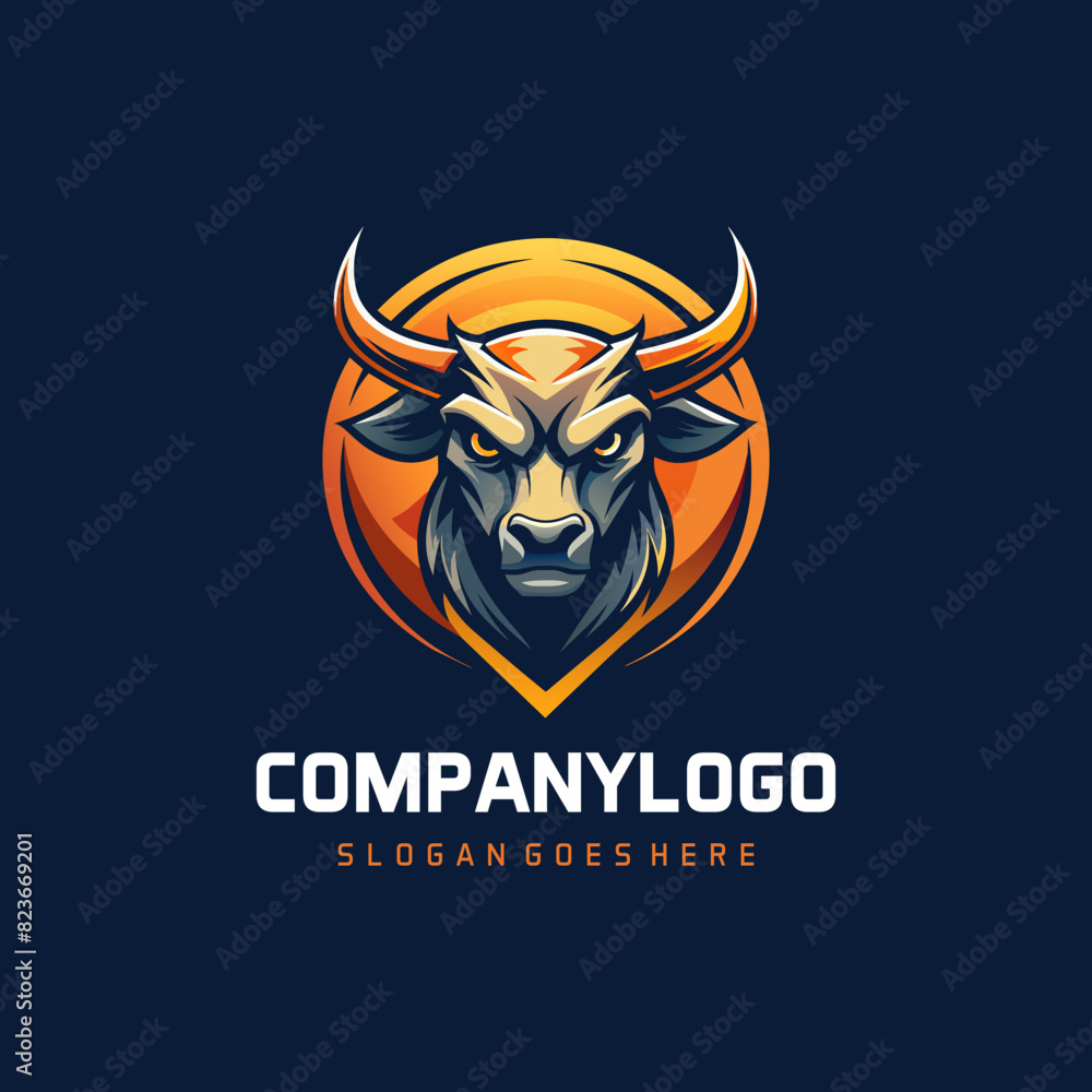 a logo for a bull company called the company name. a logo for a bull company called the company name.