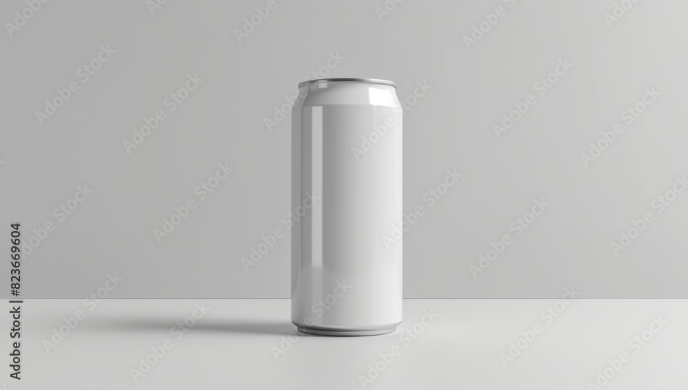 blank white can mockup on light grey background. blank white can mockup on light grey background.
