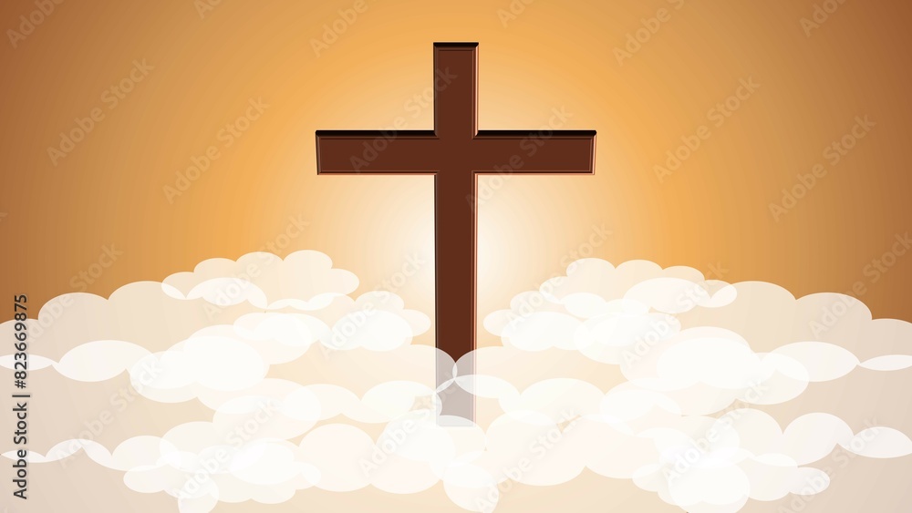 Good friday background illustration with cross and the clouds, Ascension day Good friday background illustration with cross and the clouds, Ascension day