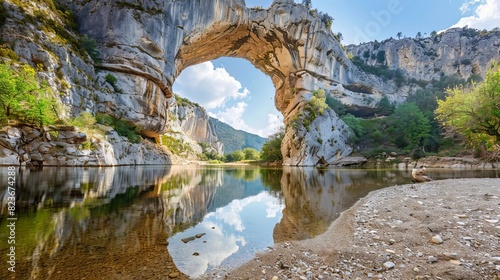 majestic natural arch at vallonpontdarc in ardeche france landscape