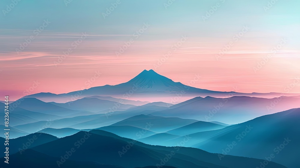 majestic single mountain peak breathtaking gradient sky minimalist landscape art majestic single mountain peak breathtaking gradient sky minimalist landscape art