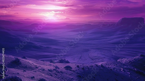majestic purple desert landscape at sunset surreal dreamlike atmosphere aigenerated artwork photo