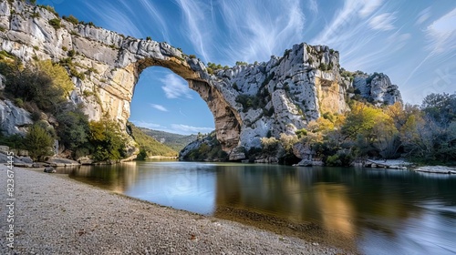 majestic natural arch at vallonpontdarc in ardeche france landscape photo