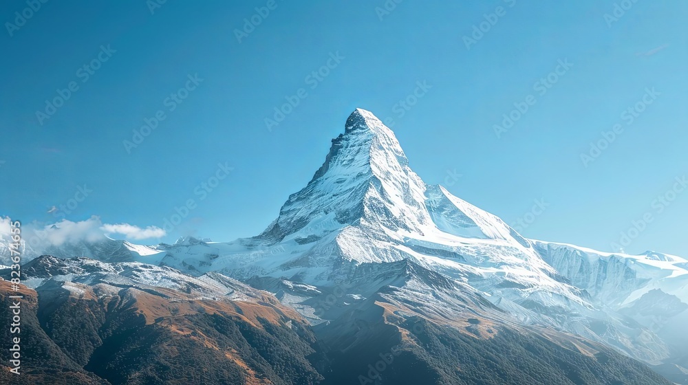 majestic snowcapped mountain peak against clear blue sky landscape photography majestic snowcapped mountain peak against clear blue sky landscape photography