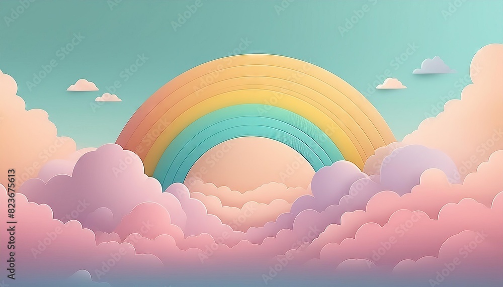 rainbow sky with clouds background in the style of pastel colors rainbow sky with clouds background in the style of pastel colors