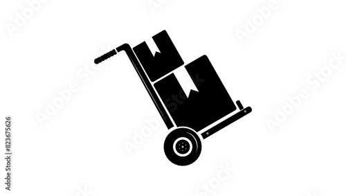Trolley emblem, black isolated silhouette