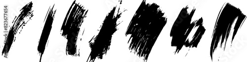 Black highlight marker stripes isolated on white background. Vector design elements. AI generated illustration.