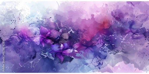 abstract elements on a stylish background with watercolor texture photo