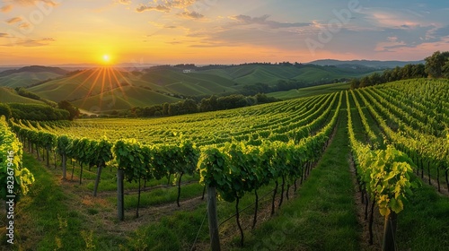 Wallpaper Mural panoramic view of lush green vineyard at sunset capturing tranquil summer ambiance landscape photography Torontodigital.ca
