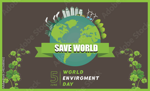world environment day with plant. Plant day. World plant day, with earth.