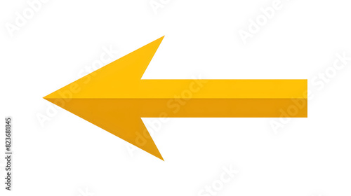 3D yellow arrow pointing left with shadow, isolated on transparent background, Generative AI
