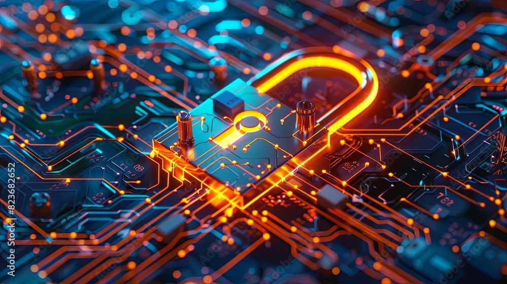robust cybersecurity measures secure lock icon safeguarding sensitive data conceptual 3d rendering robust cybersecurity measures secure lock icon safeguarding sensitive data conceptual 3d rendering