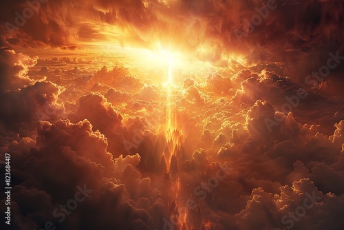 Jesus's last judgment prophecy on heaven and hell. Generative Ai photo
