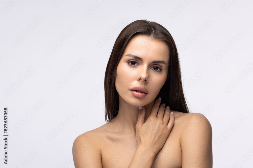 Portrait of a beautiful woman model on white background Portrait of a beautiful woman model on white background