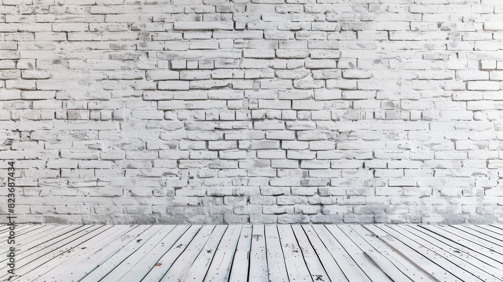 A white brick wall with a few black spots A white brick wall with a few black spots