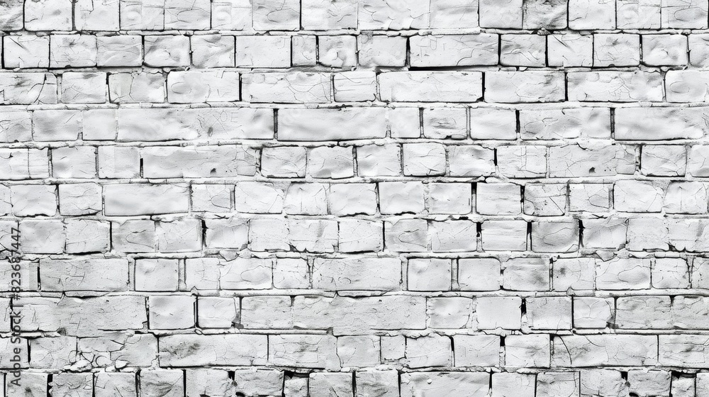 A white brick wall with a few black spots A white brick wall with a few black spots