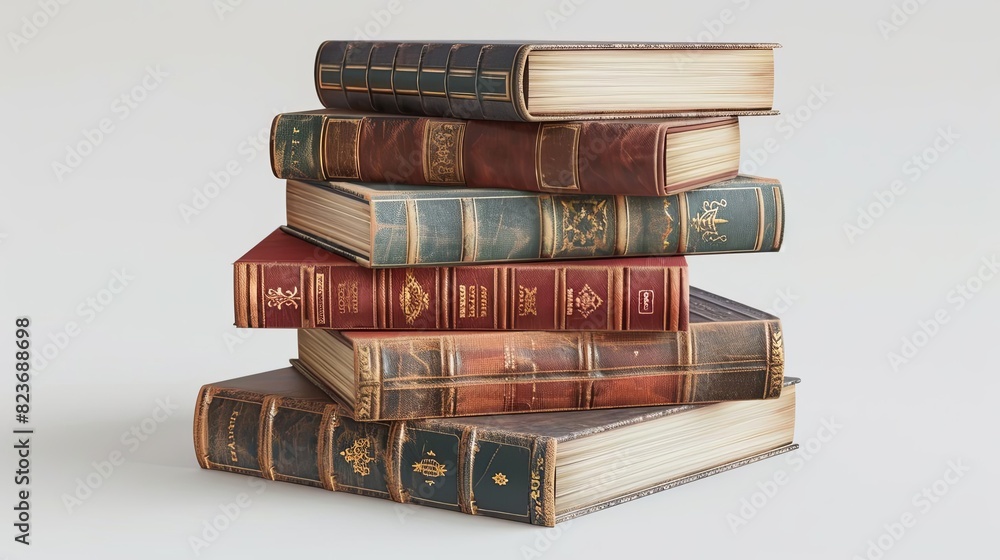 stack of books isolated on white concept of knowledge education and learning 3d rendering