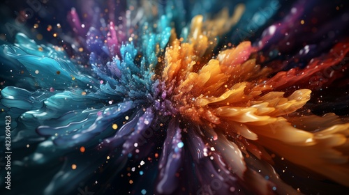 Colorful vortex energy, cosmic spiral waves, multicolor swirls explosion. Abstract futuristic digital background © SP_Da