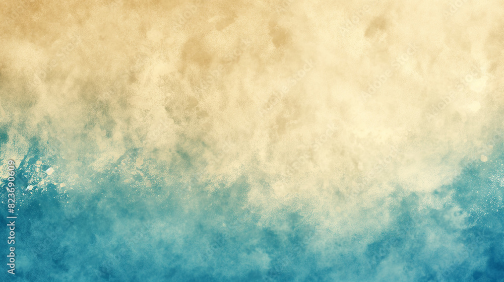 Obraz premium This abstract background features a smooth gradient transition from warm beige to cool teal. The subtle textured surface adds depth and creates a serene atmosphere, perfect for calm visuals